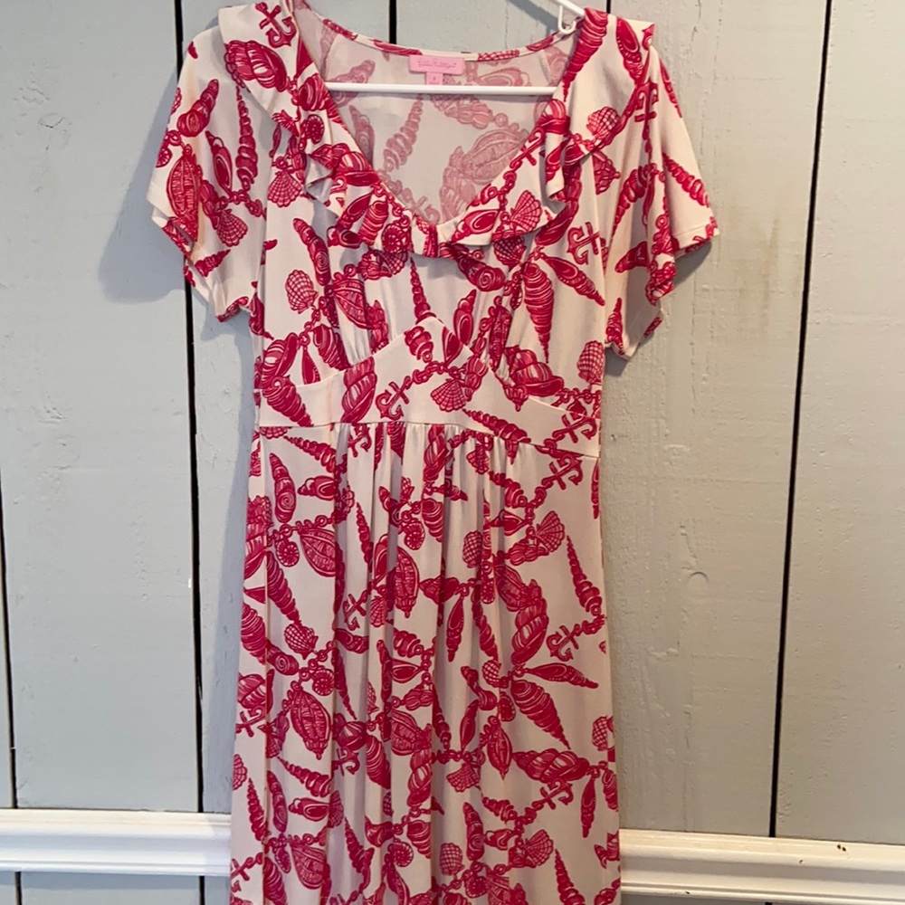 Lilly Pulitzer knit dress. Pink and White.